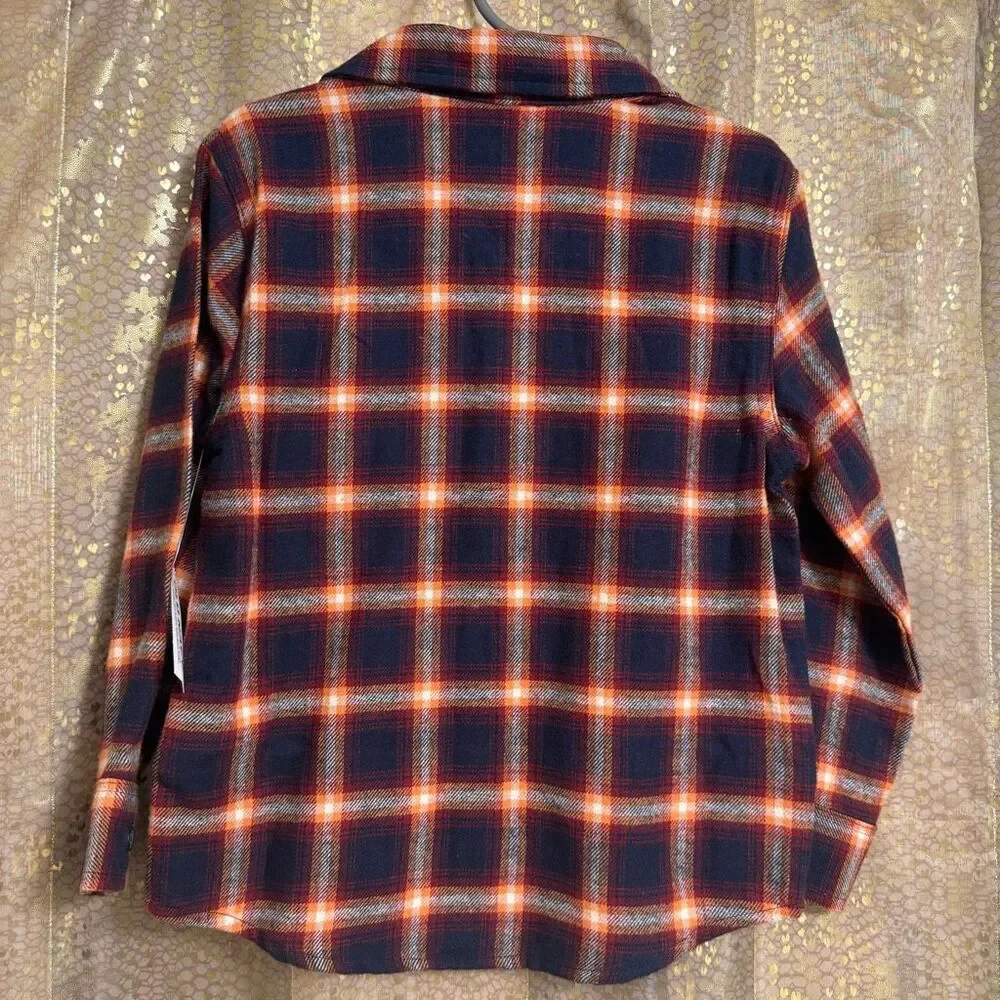 Old Navy Plaid Orange Fall Flannel Button Up Toddlers Size 5T NWT
